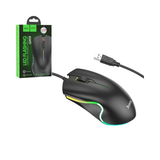 Rato com Fio Hoco GM19 Enjoy Gaming Luminoso Preto